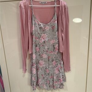 Wallflower Pink Cardigan with Floral Dress